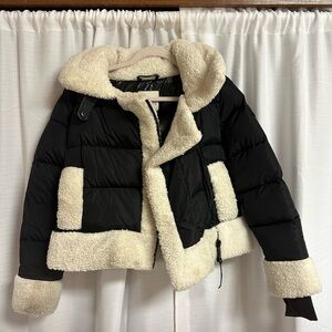 Sam Black and Cream Sherpa Puffer Jacket
